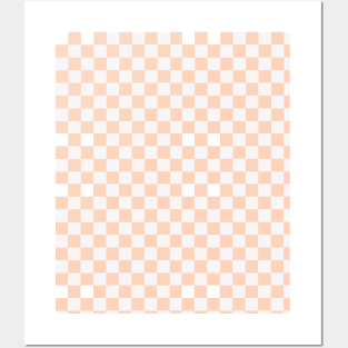 Peach Checkerboard pattern Posters and Art